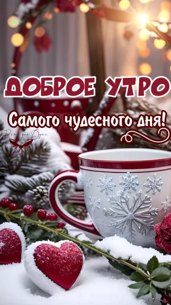 Картинка с праздничным посылом доброе утро с красивой подписью