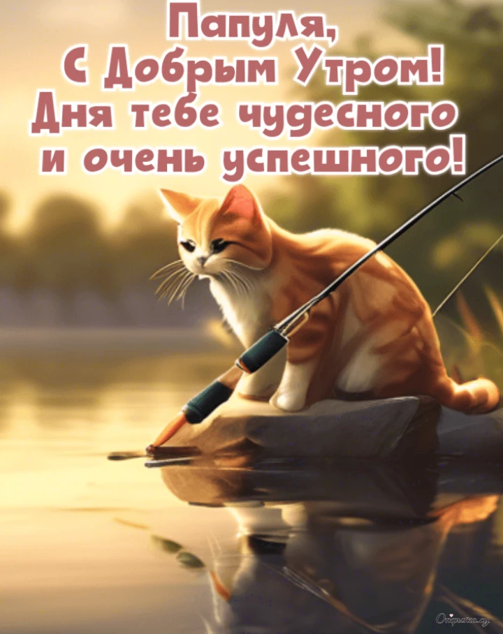 Открытка на тему доброе утро котики папа в красивом стиле