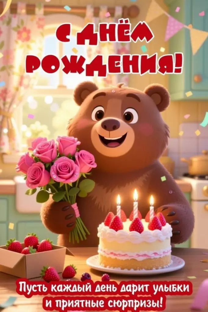 Праздничная открытка с днем рождения с теплыми словами