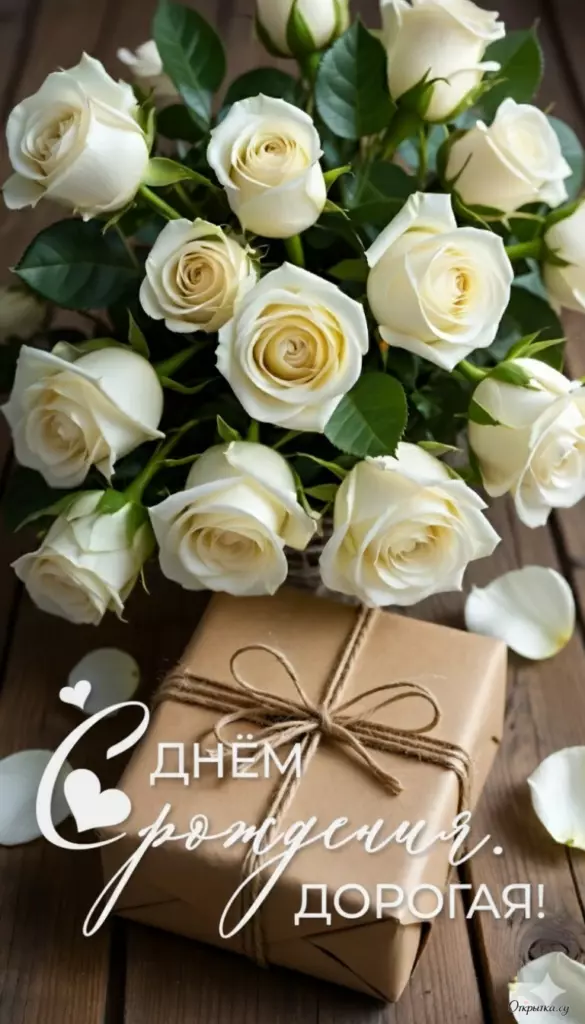 Картинка с аккуратной подписью женщине с днем рождения с пожеланиями с трогательными словами